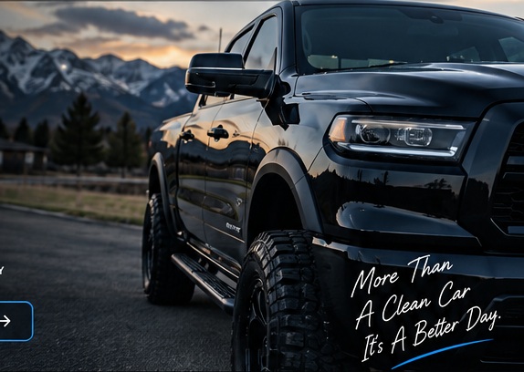 Black pickup truck in the mountains